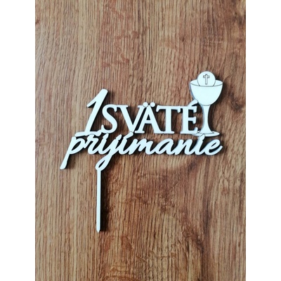 Loranc Дървен топер за торта Потир за първо причастие