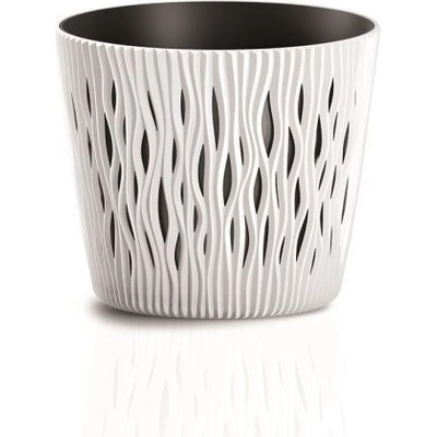 PlasticFuture Květináč s vkladem Sandy Round bílý, 12,8 cm