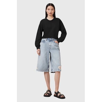 AllSaints Памучен суичър AllSaints MIRA в черно с изчистен дизайн W214JC (W214JC)