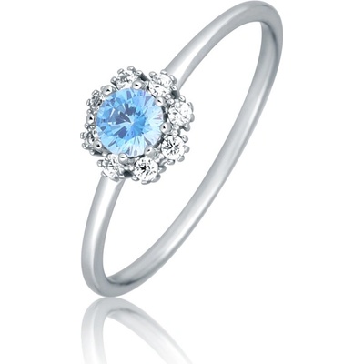JVD Dámský zásnubní zlatý prsten z bílého zlata s modrým zirkonem ZR0244XJ81 4160