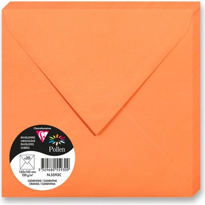 Barevná obálka Clairefontaine 165 × 165 mm, olizová, oranžová, 20 ks