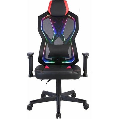 RFG Геймърски стол RFG Viper, до 130kg, еко кожа, Class 3 газов амортисьор, люлеещ механизъм, RGB подсветка, черен