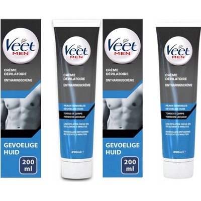 Veet Men Total Pro Sensitive krém na odstranění chloupků pro muže 2 x 200 ml