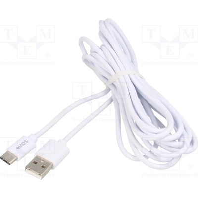 Savio CL-168 USB 2.0, USB A vidlice,USB C vidlice, 3m, bílý