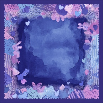 Takoy Panel na ušití šátku umělé hedvábí 73x73 blueberry heart