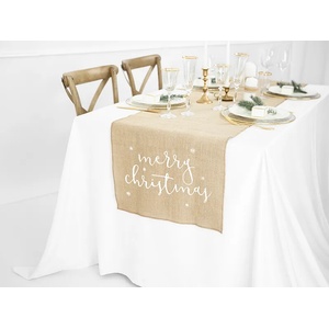 PartyDeco Коледна покривка за масата - юта 50х250см