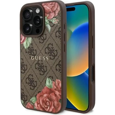 GUESS GUHMP16XP4ROPEMCW iPhone 16 Pro Max 6.9" кафяв/кафяв твърд калъф 4G Flowers Print MagSafe (3666339350277)