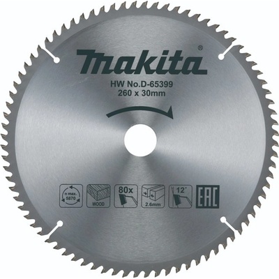 MAKITA D-65399 Efficut Kotúč pílový D 260 x 30 mm na drevo TCT 80 zubov 2.6 mm