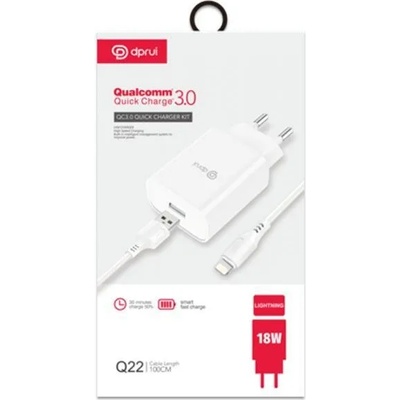 DPRUI Адаптер Dprui Q22-18W 2в1 с кабел USB to Lightning конектор (455954)