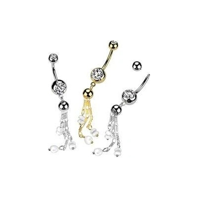 Piercingate Piercing do pupíku perlové korálky PBV00592 Čirá