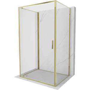 Mexen Exo-3S 3-стенна душ кабина с врати 90 x 120 см, прозрачна, златна (8181-090-120-50-00-3S)