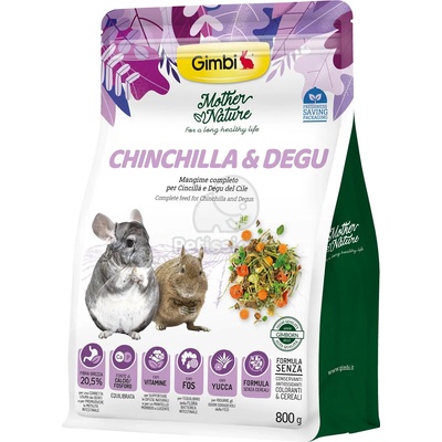 Gimbi Mother Nature Chinchilla & Degu - храна за чинчили и дегу 800 г