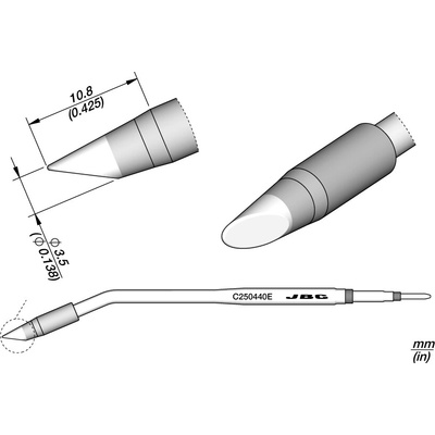 JBC C250440E – zkosený pájecí hrot Ø 3,5 mm E