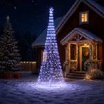 vidaXL LED Коледна Елха 400 см 450 LED светодиода Синьо Желязо Черно (42053607)