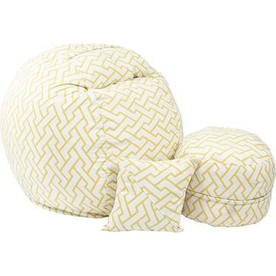 PUFRELAX Комплект Барбарон с табуретка за крака и декоративна възглавница 500л. Matusalem, Zappity Yellow, Перящ се калъф, Подходящ за деца, Пълнеж с микс от мемори пяна и дунапрен, Гама Premium (PUF-M-MOP-PT-ZAY)