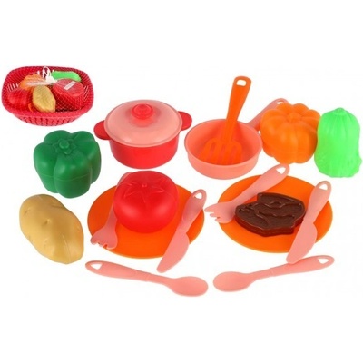 Teddies Sada nádobí v ošatce plast s doplňky