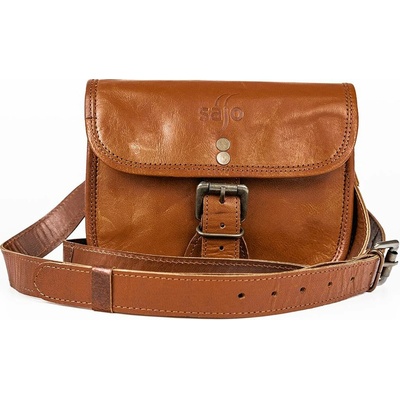 Dámská crossbody kabelka z kozí kůže AIŠA hnědá s nastavitelným popruhem zapínání na sponu