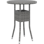  Градинска маса, O60x75 см, закалено стъкло и полиратан, сива