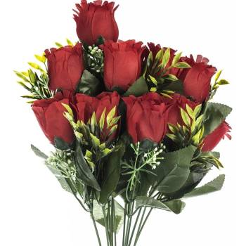 Umělá kytice Růže červená, 43 cm