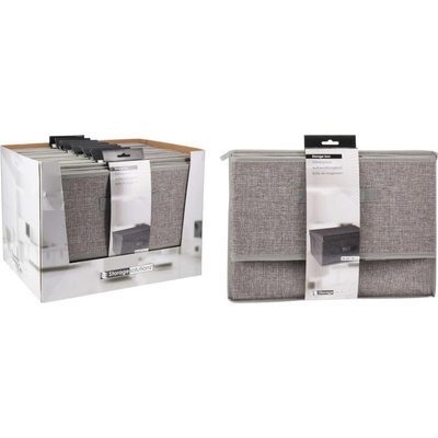 Homestyling Úložný box s víkem 39 x 29 x 19 cm textil šedý
