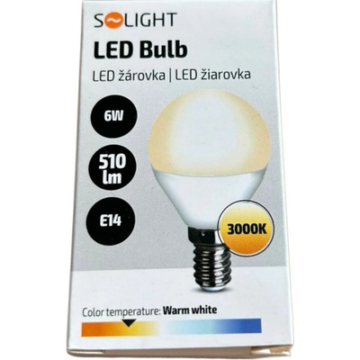 Solight LED žiarovka 6W E14 3000K 510lm