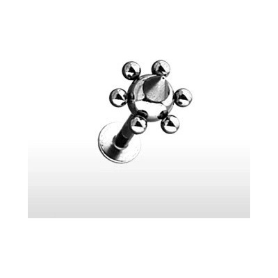 Šperky eshop piercing do brady labret s hrotem a kuličkami kolem C2.11