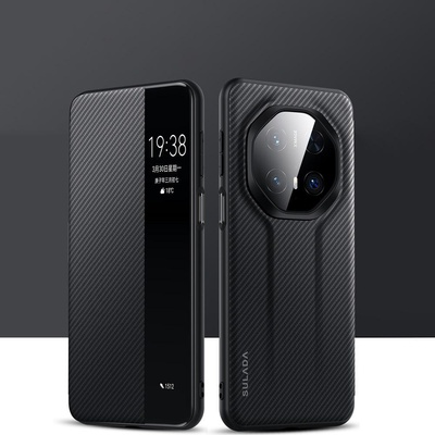 Huawei Калъф SULADA Kevlar за Huawei Mate 70 RS Ultimate - смарт капак с прозорец, кожена текстура и магнитна функция, различни цветове