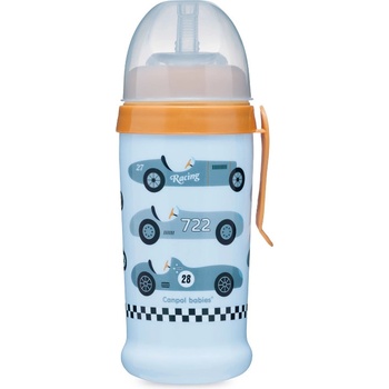 Canpol babies Преходна чаша със сламка Canpol - Racing, Синя, 350 ml (56/516_bl)