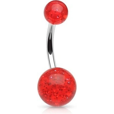 Šperky4U piercing do pupíku banánek se třpytkami BA01077-R