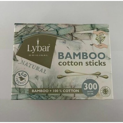 Lybar Natural bamboo vatové tyčinky 300 ks zelené