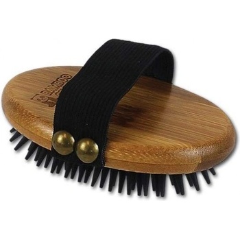 Bamboo Groom Curry Brush with Rubber Bristles - бамбукова четка с гумени бодлички за всеки тип козина, размер 8, 3 см ширина х 10, 2 см дължина BGCUOS