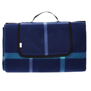 Amazon Basics Travel Accessories - Travel Blanket with Waterproof Backing, 150 x 195 cm, Dark Blue Plaid - TEX0724-4 (B07WHLQWTV)