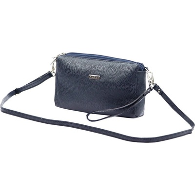 Mia More Tříoddílová malá tmavě kožená crossbody kabelka no. 42 modrá