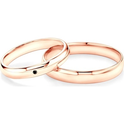 Savicki Snubní prsteny Fairytale růžové zlato černý diamant půlkulaté OBR FAIR CZD R