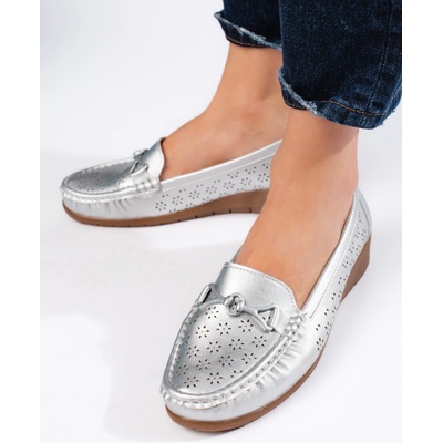 Shelovet Women's Silver Loafers šedá