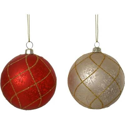 NENURODYTA_V Hračka na vánoční stromeček Decoris Antique, zlatá/červená, 8 cm