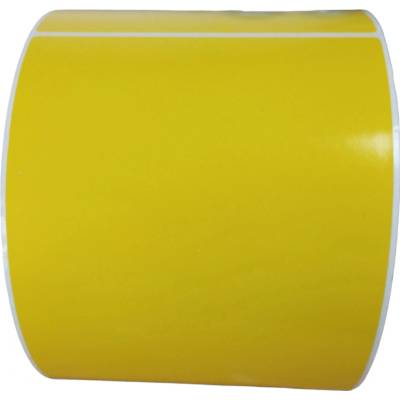 Plastová Etiketa 100 mm x 150 mm, Polypropylén, Žltá, Dutinka 76 mm, 500 ks/kotúč, Permanentné lepidlo, Priemer kotúča 138 mm