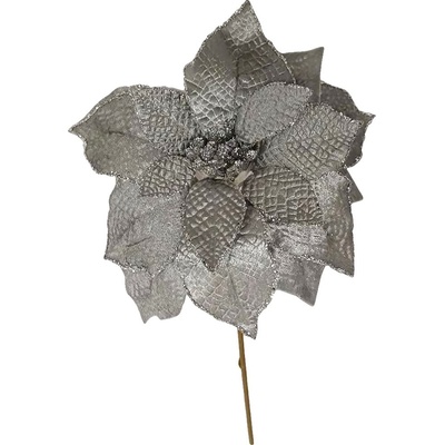 Magic Home Kvet Poinssetia strieborná stonka veľkosť kvetu: 35 cm