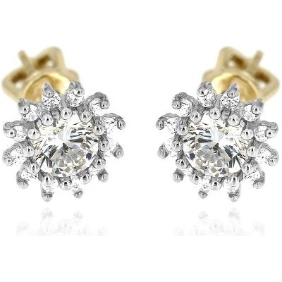 Zlatnictví U Kostela zlaté náušnice bílé kytičky 2230b