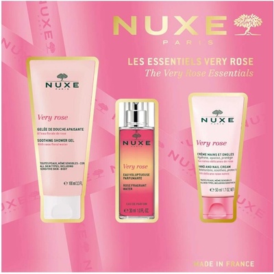 Nuxe The Very Rose Esentials micelární voda 100 ml + růžová EDP 30 ml + krém na ruce a nehty 50 ml dárková sada