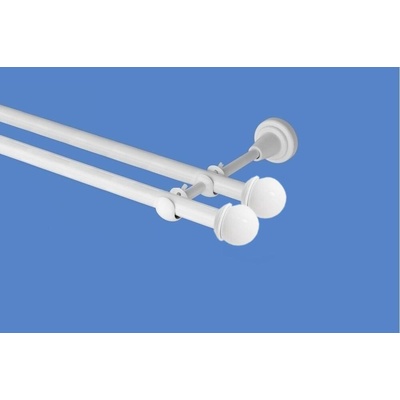 OK-GarnýžeCZ Garnýž kovová dvouřadá 19mm Todi double bílá 190 cm do stěny / na tunýlek - bez kroužků