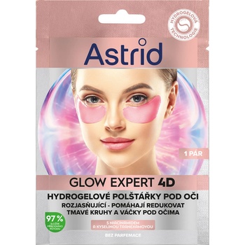 Astrid hydrogelové vankúšiky pod oči GLOW EXPERT 4D Rozjasňujúce 1 pár