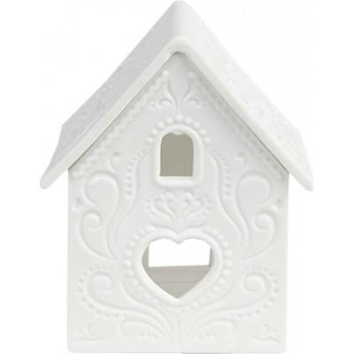 Bílý keramický domeček na čajovou svíčku Mechelen I – 7x8x9 cm