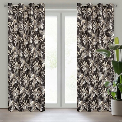Takoy Záves MEGI z mäkkého zamatu s potlačou exotických listov 140 x 250 cm-HF-405409 | 140 x 250 cm