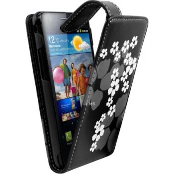Image 1 of Samsung I9100 Galaxy S II Flip Floral Калъф Черен + Протектор