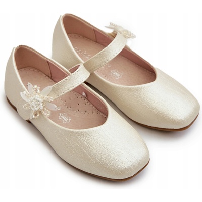 Detské trblietky so zapínaním na suchý zips béžové