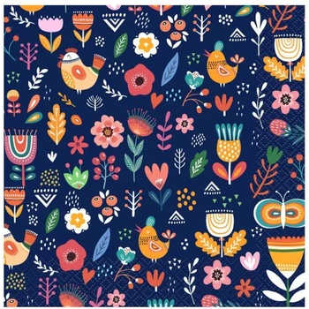 Image 1 of GoDan Салфетки - Фолк, тъмносини, 33 х 33 см 20 бр