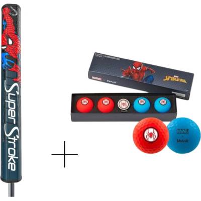 SuperStroke Tour 2.0 Marvel Spiderman grip na putter + Volvik Vivid Marvel míčky s markovátkem