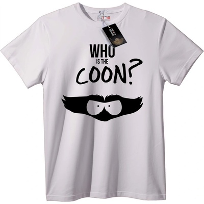 NOONEBRAND Тениска Кой е Coon? Мустаци - XL, White