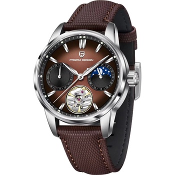 Pagani design Мъжки часовник Pagani Design Trouvaille, Механичен, Кафяв / Сребрист (PD-YS021-BROWN-SILVER)